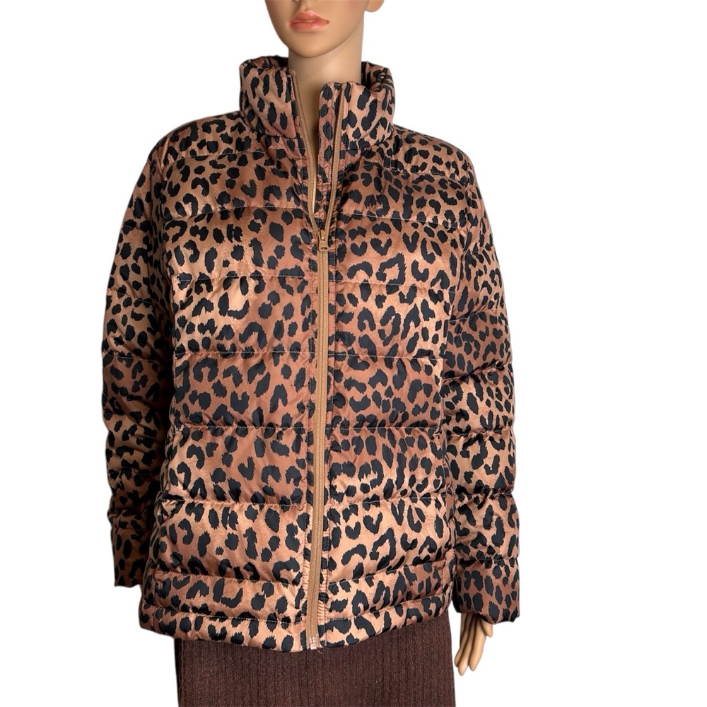 Lands' End Leopard Print Women’s quilted winter jacket Size LP